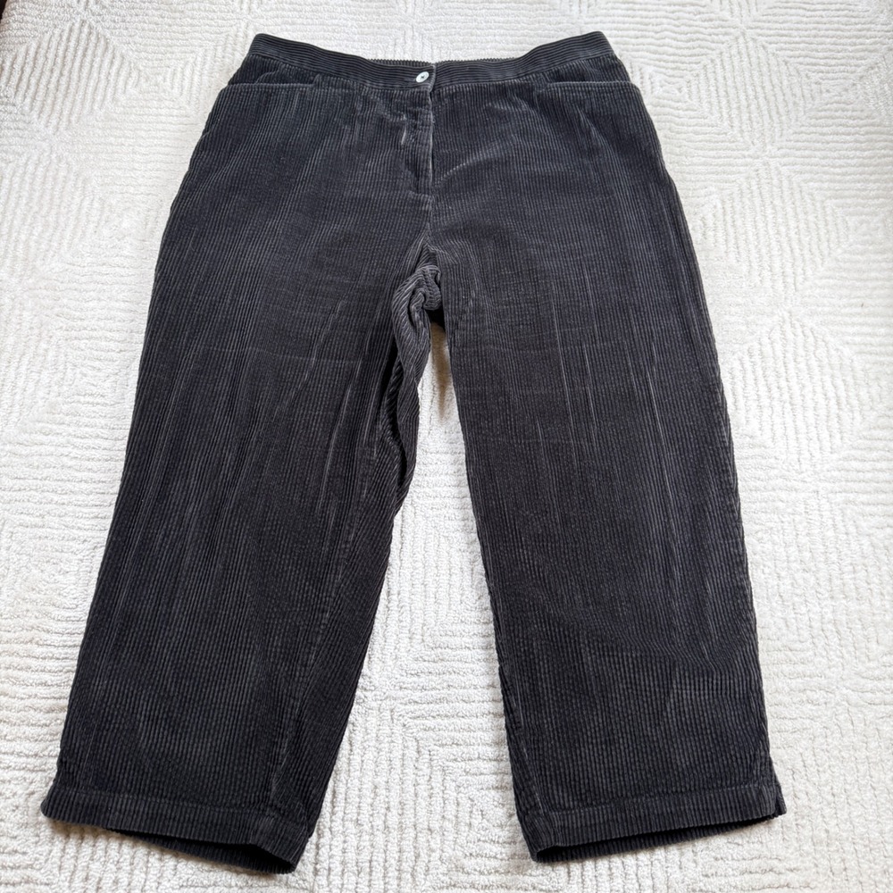 Vintage Nordstrom Corduroy Pants Women 18W Black Straight Wide Wale Academia 90s